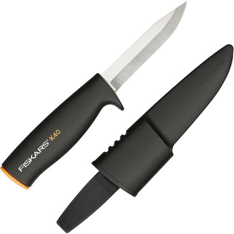 Fiskars Coltello per cartongesso, Lunghezza 18,5 cm, Acciaio inox/Plastica,  Nero/Arancione, CarbonMax, 1027226