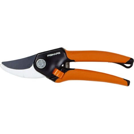 Fiskars Forbici da Potatura Bypass per Rami e Ramoscelli Freschi, Lama con Rivestimento Antiaderente, Manici Antiscivolo SoftGrip, Lame in Acciaio di Alta Qualità, Nero/Arancione, 1001340