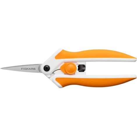 Fiskars Forbici Softgrip per Tessuti, Con Micropunta, Lunghezza: 15 cm, Lama in Acciaio Inox/Manici in Plastica, Bianco/Arancione, Easy Action, 1070029