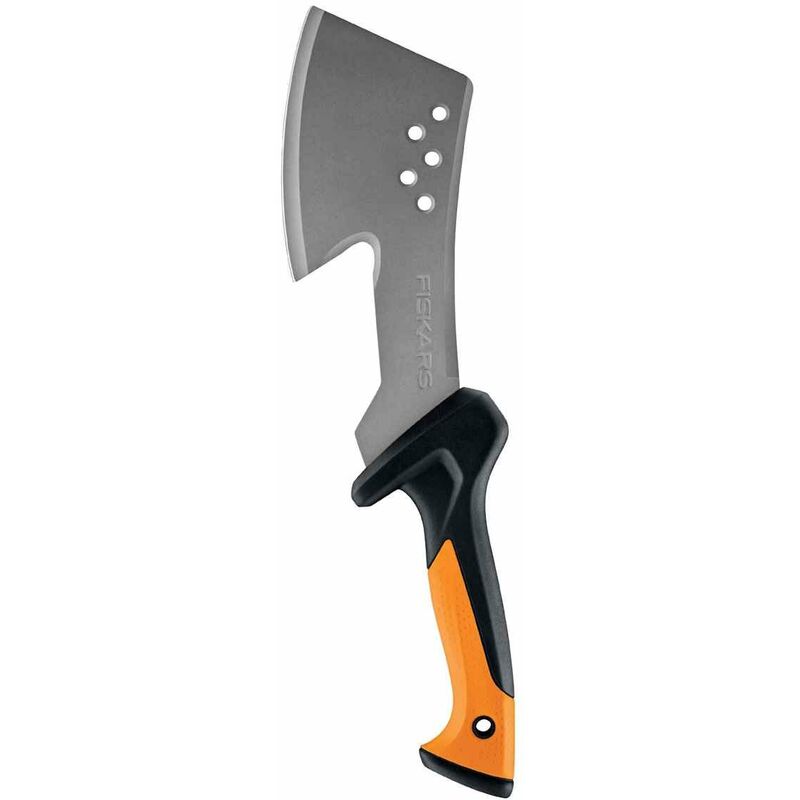 

Fiskars hacha Solid. Cabeza en forma de hacha. Corte potente y controlado. Para raíces gruesas y plantas duras y fibrosas. Hoja con gancho debajo.