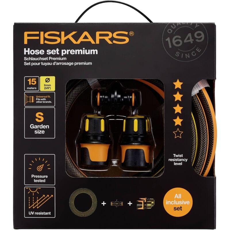 Premium-Set 1027101 15 m 1 pc(s) noir, orange Tuyau d'arrosage Q251833 - Fiskars