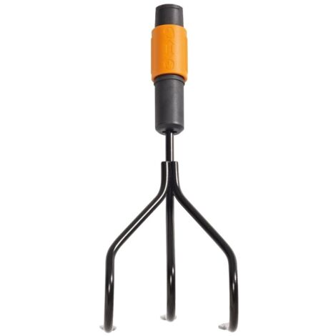Fiskars QuikFit 1000680 - Coltivatore Manuale in Metallo Nero e Arancione 305 mm Senza Manico