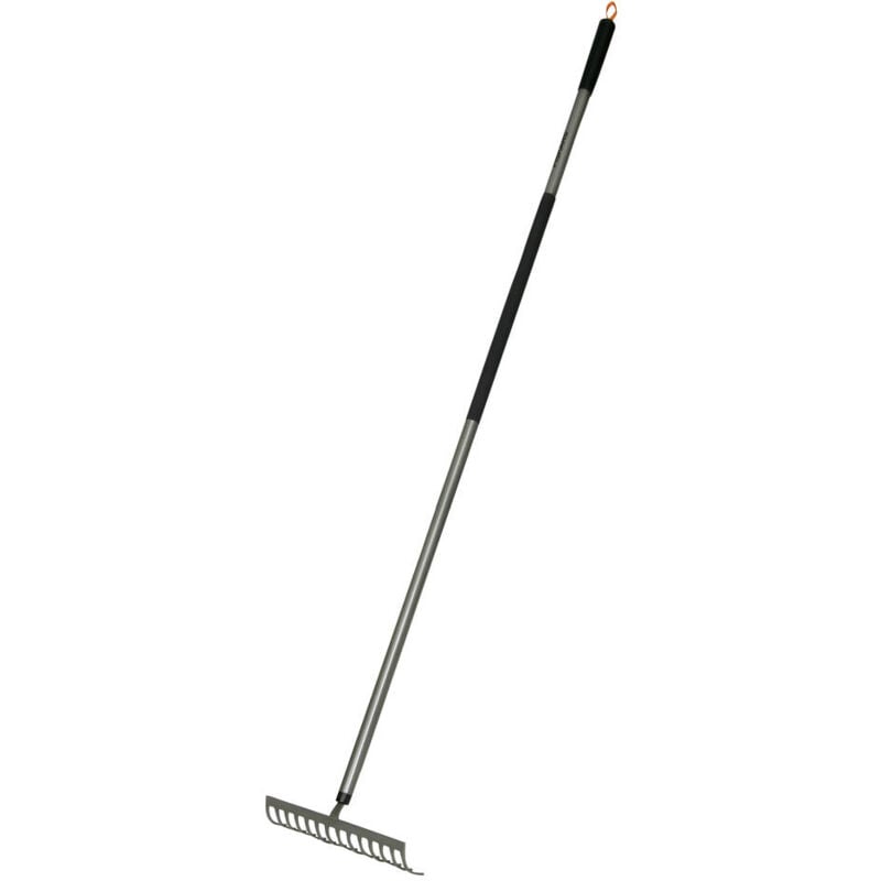 Fiskars - Râteau à dents courbes Ergonomique 14 dents - manche aluminium - tête en acier