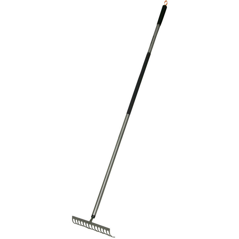 Râteau à dents courbes, 14 dents, Largeur: 36 cm, Dents en acier au bore/Manche en aluminium, Noir/Gris, Ergonomic, 1000652 - Fiskars