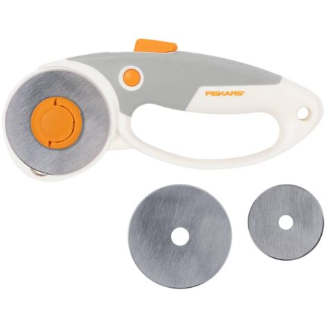 Fiskars Taglierino a Rotella in Titanio Duoloop, Impugnatura con Occhiello, Per Destrimani e Mancini, Diametro delle Lame: 45 mm e 60 mm, Arancione/Bianco/Grigio, 1066048