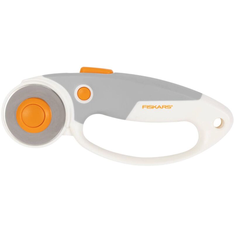 Image of Fiskars Taglierino a Rotella in Titanio, Impugnatura con Occhiello, Per Destrimani e Mancini, Diametro della Lama: 45 mm, Arancione/Bianco/Grigio,