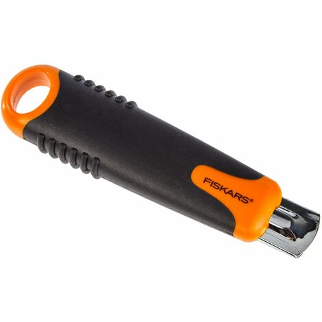 FISKARS Taglierino Safety Cutter, 18 mm, Nero/Arancione, 1004683