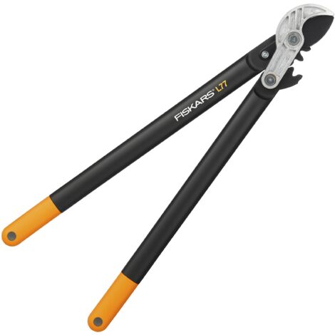 Fiskars Troncarami a Incudine per Legno, Sistema a Cremagliera PowerGear II, Lama Affilata con Parte Posteriore Smussata, Diametro di Taglio: 5 cm, Lunghezza Lame: 69 cm, Nero/Arancione, 1000583