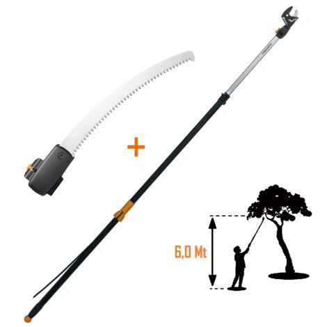 FISKARS UPN86 + SEGHETTO SEGACCIO SVETTATOIO TRONCARAMI TELESCOPICO H. 6 METRI