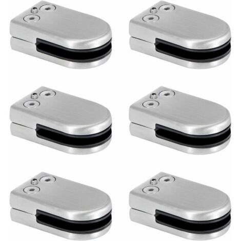 Fissaggio per vetro in acciaio inossidabile, regolabile per vetri da 6 a 8 mm, con retro piatto per fissaggio su ringhiere e corrimani di scale – confezione da 6 pezzi