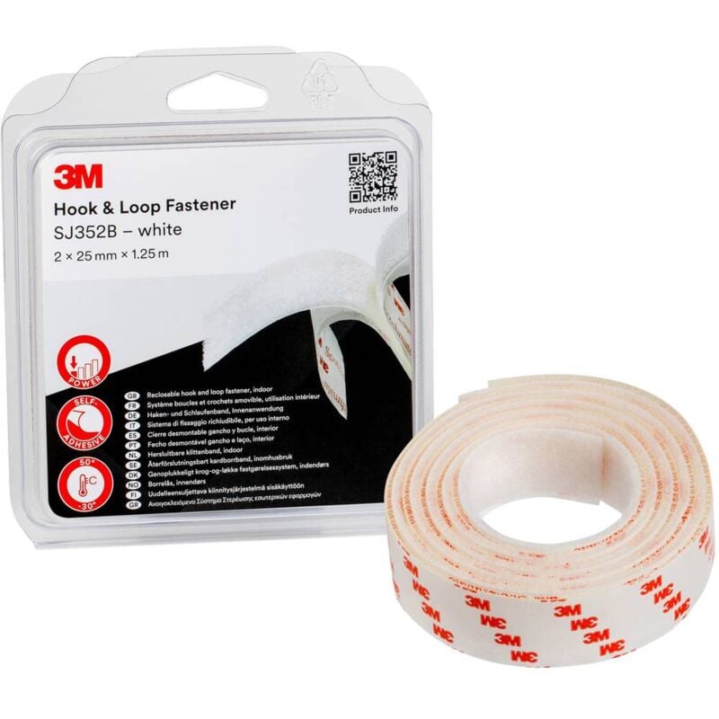 FP - 3M SJ352B Nastro a strappo da incollare (l x l) 1.25 m x 25 mm Bianco 1 pz.