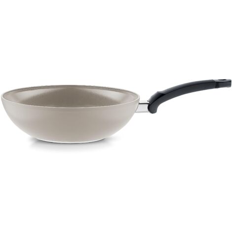 Fissler Ceratal - Pentola Wok in alluminio (diametro 28 cm, 3,7 l), padella in ceramica con rivestimento antiaderente, bordo alto, senza PFAS/PTFE, Made in Germany, compatibile induzione