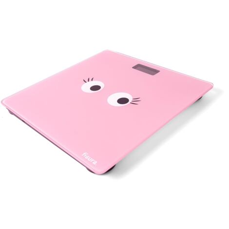 Fisura - Bilance pesapersone elettroniche "ochi" rosa. Bilancia pesapersone in vetro. Bilancia elettronica fino a 180 kg e 50 g di precisione, tecnologia Step-On. 30 x 30 cm