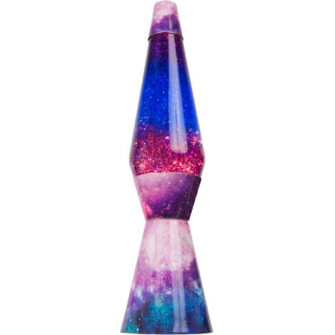 Fisura - Lampada lava Galaxy. Base multicolore, liquido trasparente e glitter di lava. Lampada ad effetto rilassante. Con lampadina di ricambio. 11,5 cm x 11,5 cm x 40 cm.