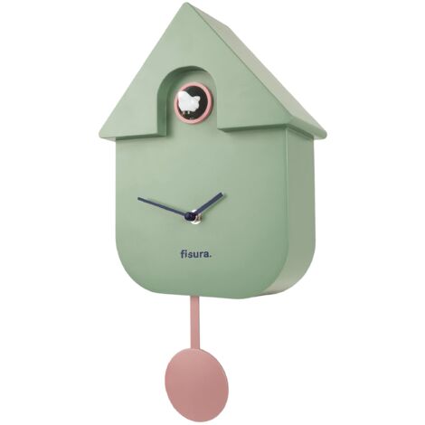 Fisura - Orologio a cucù. Orologio da parete. Orologio da parete regalo originale. 3 batterie AA non incluse. Misure: 21,5 x 8 x 41,5 cm. Plastica ABS. (Menta)
