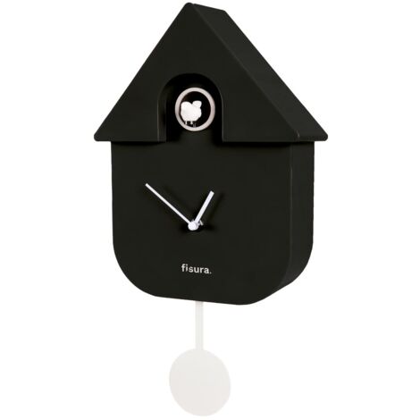 Fisura - Orologio a cucù. Orologio da parete. Orologio da parete regalo originale. 3 batterie AA non incluse. Misure: 21,5 x 8 x 41,5 cm. Plastica ABS. (Nero)