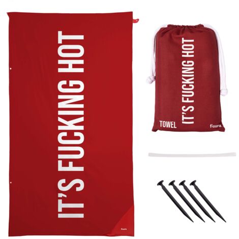 FISURA – Telo mare rosso It’s fcking hot, microfibra leggera ad asciugatura rapida, anti sabbia. Grande formato perfetto per spiaggia, campeggio, picnic o piscina.