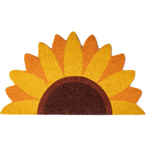 Fisura - Zerbino d'ingresso con forma. Originale zerbino in cocco con base antiscivolo in PVC. Misure: 70 x 40 cm. (Girasole, giallo)