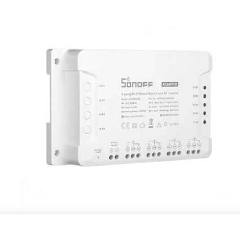 FITAGS 4CHProR3 4 Canaux Interrupteur sans fil WiFi Intelligent RF, Inching/Autoverrouillage/Interverrouillage, Fonctionne avec Alexa & Google Home & IFTTT (retard de 1-16s en mode inching)