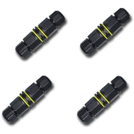 Fitags – Lot de 4 connecteurs étanches 3 broches – IP68 pour câbles 4.5-10mm – Nylon renforcé – Pour éclairage extérieur et installations hydrauliques