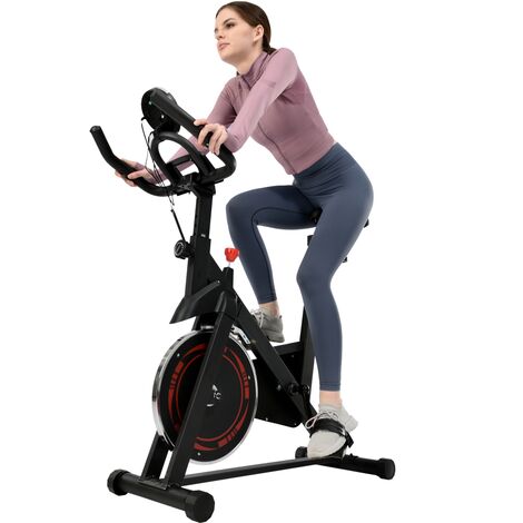 Fitness bike, Heimtrainer, höhenverstellbar, rot, maximale Belastung 120 kg, elektronische Anzeige, Herzfrequenzmessung, stufenlose Widerstandseinstellung