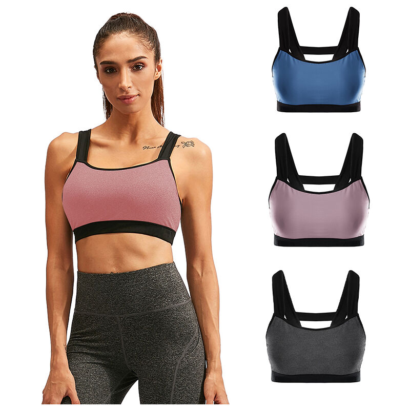 

Fitness mujer Yoga sujetadores sin mangas chaleco de entrenamiento acolchado sin espalda Racerback empalme Color correr gimnasio Push Up sujetador