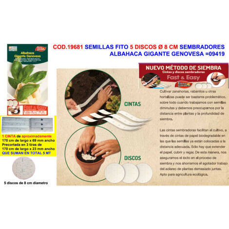 Fito 5 discos 8 cm sembrar albahaca
