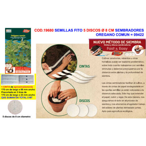 Fito 5 discos 8 cm sembrar orégano común