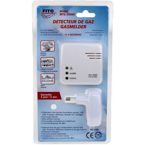 Fito - detecteur de gaz (12v + adaptateur) - mtg3000h -