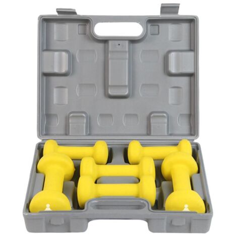 FITPADDY Set Manubri 6 kg Giallo SoftGrip con Valigetta - Attrezzatura Fitness