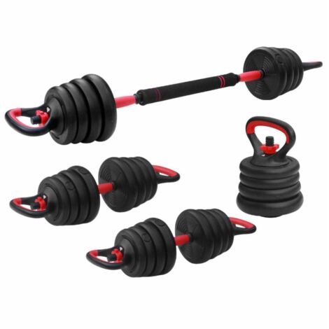 FITPADDY Set Pesi Componibile 3in1 Regolabile 16kg Nero per Fitness e Allenamento