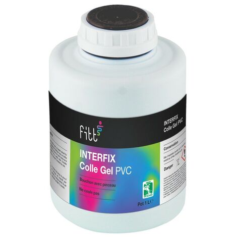Fitt – Colle gel PVC pour tubes et raccords – Bouchon de sécurité avec pinceau – Sans THF – 1L – Colle multi-usage