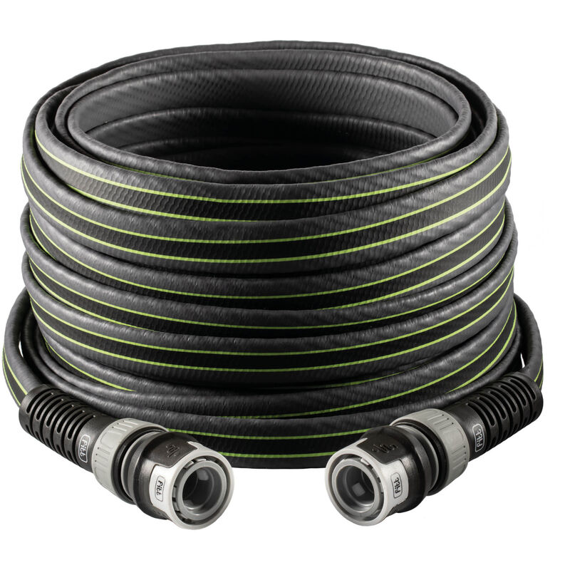 Force 3/4' 25 m, Tuyau d'arrosage compact et léger pour usage intensif, couleur Gris avec des Lignes Vertes - Fitt