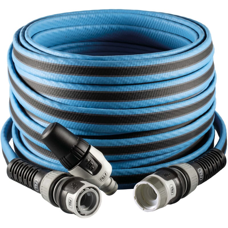 Force 5/8' 15 m, Tuyau d'arrosage compact et léger pour usage intensif avec lance, couleur bleu - Fitt