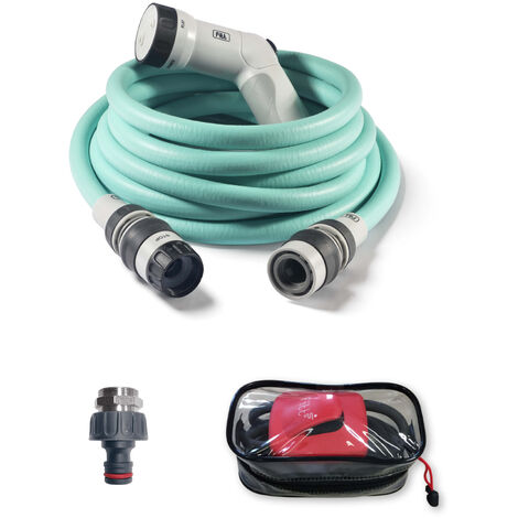 FITT IKON PLUS 15 m - Tuyau d'arrosage extensible, léger et prêt à l'emploi, avec pistolet multi-jet, Prise adaptateur pour robinet et support