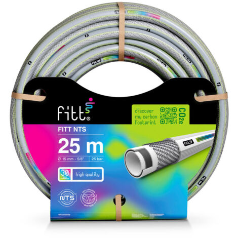 FITT NTS GREY 5/8" (15 mm) 25m - Tuyau d'arrosage équipé pour Les Jardins, Robuste pour Usage intensif