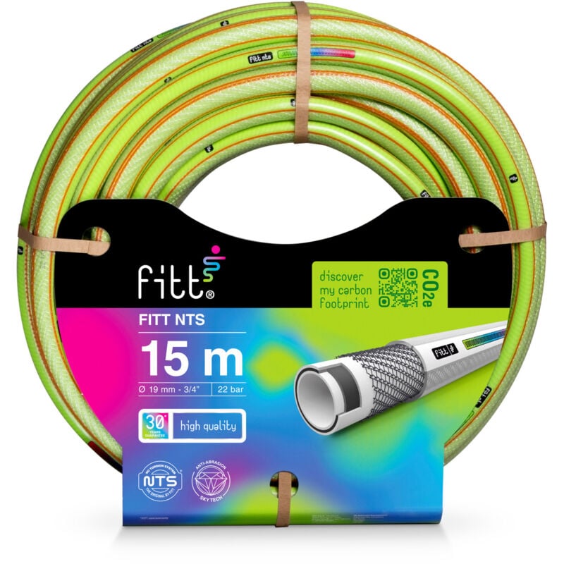 Nts lime 3/4' (19mm) 15 m - Tuyau d'Arrosage pour Jardins pour Utilisation Intensive, Robuste et malléable, pour Usage intensif - Fitt