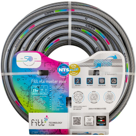 FITT NTS MASTERPLUS 5/8" (15 mm) 25 m - Tuyau d'Arrosage pour Les Jardins, Robuste et malléable, pour Usage intensif et Professionnel
