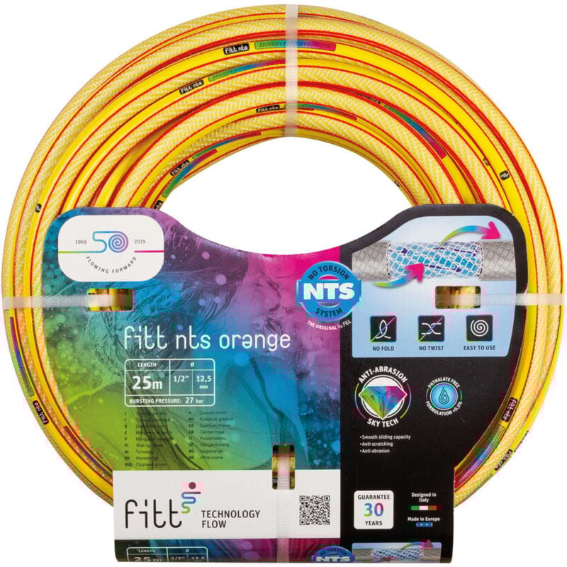 Nts orange 1/2' (12,5 mm) 20m, Tuyau d'arrosage de jardin solide et malléable pour une utilisation intensive - Fitt