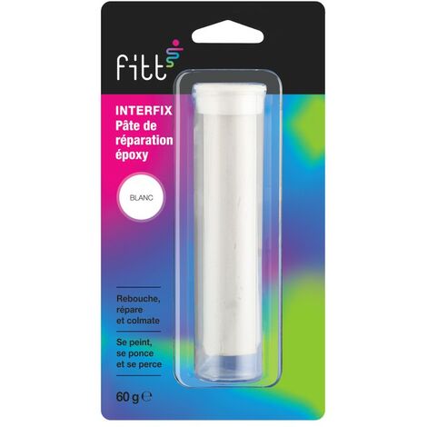 Fitt – Pâte de réparation époxy blanche 60g – Colmate les fuites – Répare trous et fissures – Pour béton et surfaces lisses