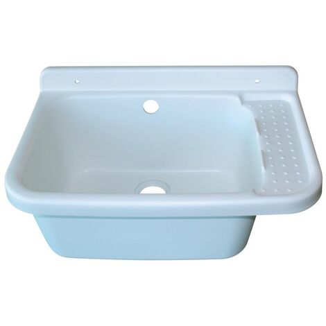 Fitt – Poste d'eau lave-mains en polypropylène 59x39x27cm – Résistant aux acides et U.V. – Kit complet avec fixation murale