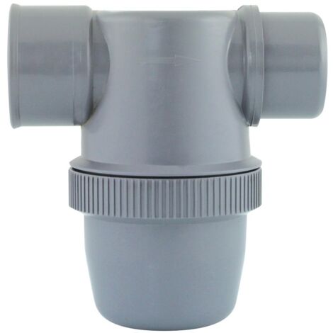 Fitt – Raccord d'évacuation PVC Ø40 – Siphon de parcours pour évacuation horizontale – Culot dévissable avec joint pour nettoyage