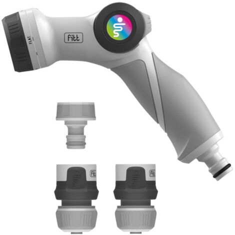 FITT Set Accessori Tubi da Irrigazione composto da 1 Pistola Multigetto, 2 Raccordi a Scatto (1 dotato di aquastop) e 1 Presa per Rubinetto da 3/4"