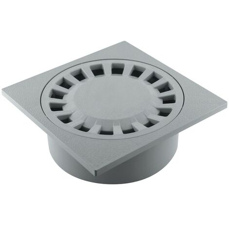 Fitt – Siphon de cour 200x200mm sortie intégrée Ø63/80/100 – PVC gris pour collecte des eaux pluviales – Compatible terrasses dallées