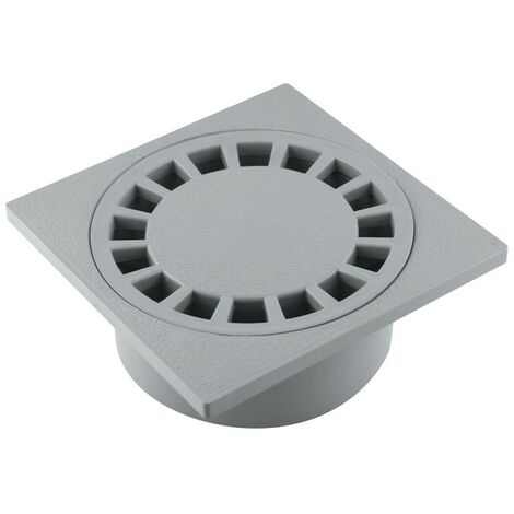 Fitt – Siphon de sol 150 x 150 mm en PVC gris – Sorties intégrées 40 mm femelle, 50 mm mâle, 63 mm femelle – Pour collecte eaux pluviales - COUR 15 X