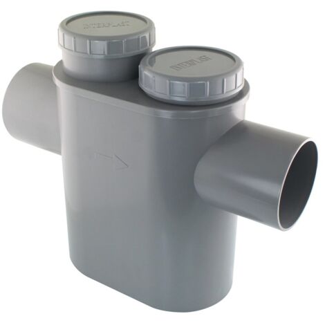 Fitt – Siphon de sol disconnecteur PVC Ø100 – Monobloc mâle/femelle à coller – Garde d’eau anti-odeurs – Bouchons de visite pour nettoyage
