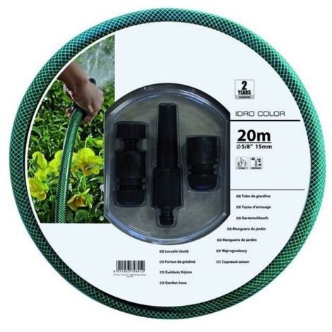 Fitt Tubo per Irrigazione Idro-Color Lunghezza 20 metri Diametro 5-8'' Nero e Verde