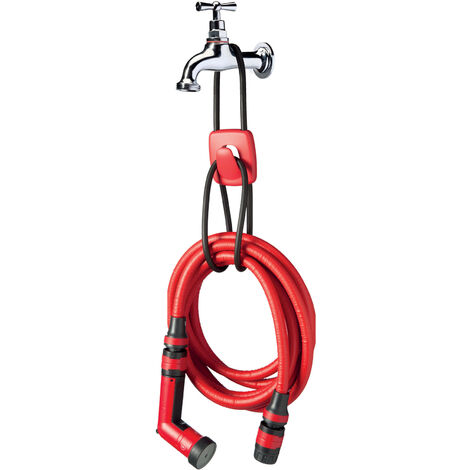 FITT YOYO UP Tuyau d'Arrosage de Jardin Extensible et Flexible avec Pistolet Multifonctions et Crochet de Support pour clôtures, Rouge