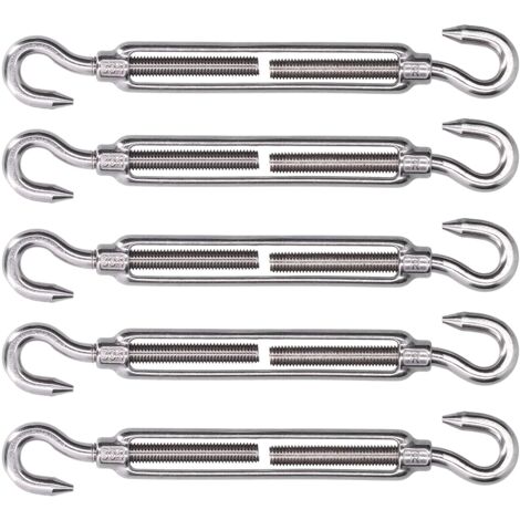 Fittings for awnings, hooks and hooks, stainless steel, adjustable tensioner with bungee effect to adjust the tension for fixing (M4).