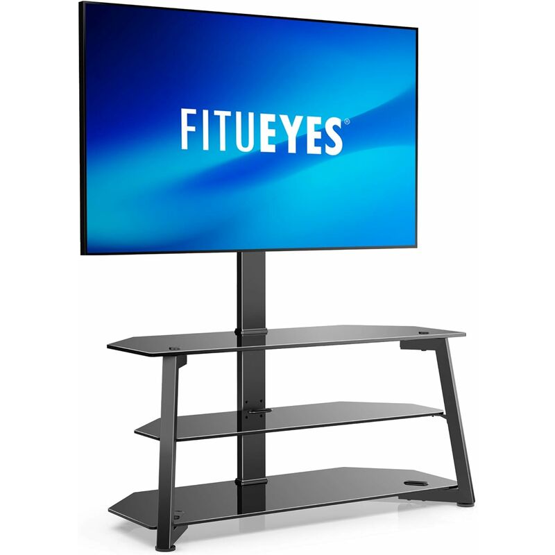 Image of Fitueyes - 3-Tiers tv Stand/Base per 32-70 pollici tv, angolo universale tv Floor Stand con stoccaggio, altezza regolabile staffa di montaggio tv con